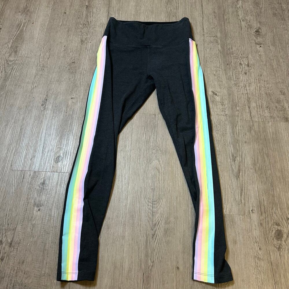 VS Victoria’s Secret PINK High Waist Cotton Leggings  Rainbow Side Stripe Medium